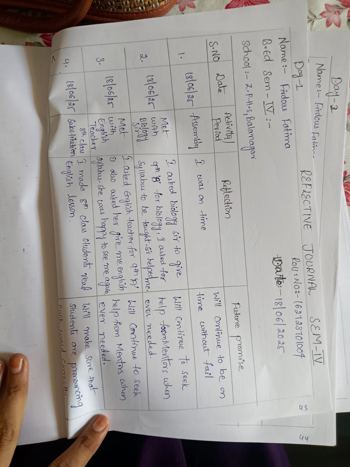 Teaching Reflection Document 1